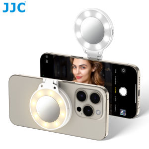 JJC MagSafe Selfie Light Magnetic LED Mirror Compatible With iPhone 16 15 14 13 12 11& Other Smartphones For Vlogging/Live Streaming/Taking Selfie
