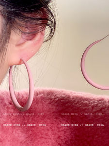 Geometric Square Earrings Pink Sweet Fugitive Style Womens Fashion Jewelry  out Cute Alloy Ear Studs Autumn Winter New