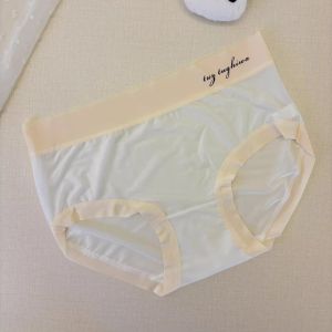 Luxurious Antibacterial Ice Silk Modal Briefs Womens Mid-Waist Triangle Underwear Butt Covering Seamless Comfortable Cotton Panties