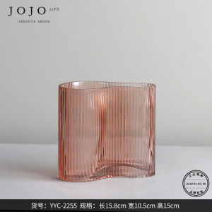 Modern Minimalist Glass Flower Vase JOJOS L. PD.Shrink Fresh Pure Color Living Room Decorative Accessories Curl up