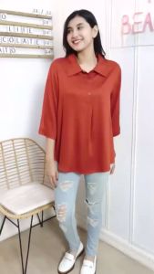 KS-21 Kemeja Atasan Wanita Lengan /3/4 LD130 LD120 LD110 LD104 Allsize Rayon Twill Premium Blouse Baju Wanita