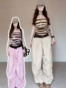 Y6Y | Unique Design Stripe Color Blocking Bra Top and Airy Pants Set