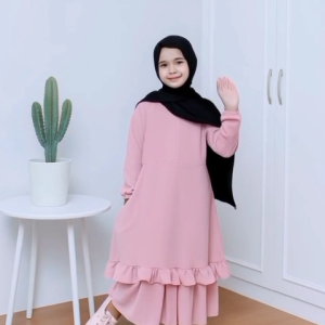 BELEWING FASHION - Gamis Malaysia Anak Perempuan Usia 4-13 Tahun Bahan Ceruty Babydoll
