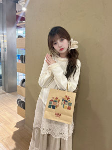 Áo Thun Pinkstar Shop Mùa Thu Mới Nhẹ Nhàng Cho Bé Gái Ren Ghép Nối Lông Cừu Lót Áo Chui Đầu Cổ Tròn Dài Tay Thường Ngày