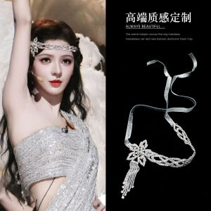 Medieval Gatsby Style Sequin Flower Tassel Hairband Luxury Unique High-End Feeling Knot Rope Hairband Dance Party Headwear
