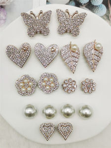 16PCS Resin Butterfly Shoe Charms Rhinestone Leaf Shoes Accessories Flower Shoe Decorations DIY Heart Shaped Clog Shoe Clips
