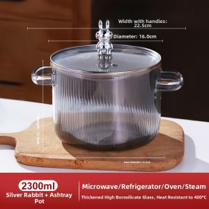 DONGZHIHUI | Borosilicate Glass Clear Cooking Pot Heat Resistant