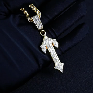 Alloy Hip Hop Trend Pendant Sword Shaped with Full Diamond Cuban Necklace Fashion Accessories