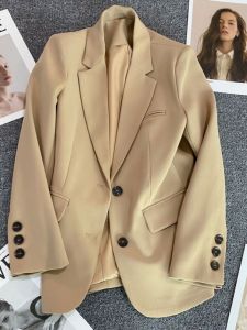 Áo Khoác Vest Nữ Dáng Rộng Màu Hồng Phong Cách Hàn Quốc Mùa Xuân Thu Đơn Giản Thanh Lịch Thời Trang Học Sinh Đa Năng Thường Ngày Hợp Thời Trang