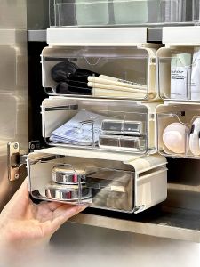 Bathroom Vanity Mirror Cabinet under Drawer Style Cosmetic Storage Box Inverted Hanging Small Size Toilet Organizer Shelf