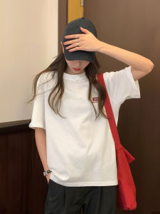 เสื้อยืดแขนสั้นผู้หญิง สไตล์เกาหลี ทรงหลวม ผ้าฝ้ายแท้ ดีไซน์เรียบง่าย แฟชั่นฤดูร้อน 2025 ใหม่ล่าสุด เสื้อยืดคอกลม