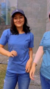 Kaos Wanita Basic Polos Denim Blue Lengan Pendek Katun Combad 24s