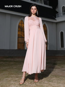 Rosa Cloud Lace Patchwork Flared Dress