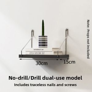 Drill-free Wall Mounted Shelf Decorative Bookshelf Solid Wood