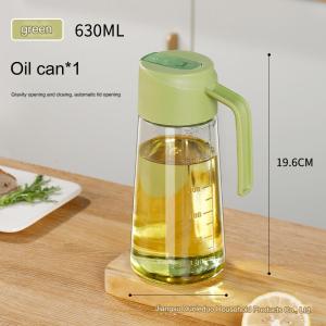 【SG Stock】 630ml Kitchen Glass Oil Pot Jar Automatic Open Close Soy Sauce Bottle Glass Seasoning Spice Storage Container