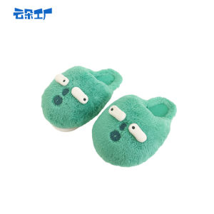 Cloud Factory Plush Thickened Warm Indoor Home Slippers Cute Exposed Heel Style Cotton Slippers for Autumn And Winter