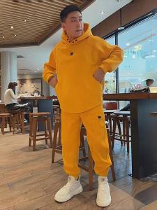 Autumn Winter New Heavyweight Fleece Casual Sportswear Set Mens Trendy Loose Versatile Hoodie Pants Elastic Waist Trousers