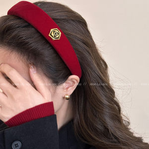 Red Velvet Flower Hairband Womens New Autumn Winter High Hairline Headwear Elegant Sensation Hair Hoop Korean Style Fresh out