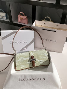 Jacoponnus Genuine Leather Soft Baguette Underarm Bag Womens New 2025 Luxury Minimalist High-End Winter Single Shoulder Bag