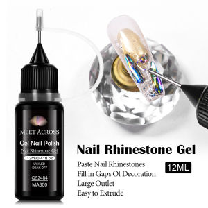 MEET ACROSS 12g Nail Rhinestone Adhesive Gel Glue Stick Drills Tranparent Nail Glue Soak Off UV LED Nail Art Gel Vernis Manicure