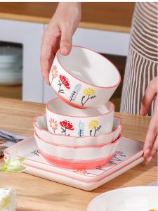 Shunxiang Luxury Gradient Underglaze Bowl Plate Country Style Square Dish Dishwasher High Temperature Resistant Petal Long Rectangle