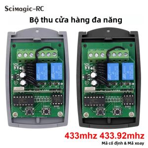 Điều Khiển Từ Xa Cửa Gara Đa Năng 433MHz Bộ Thu Tín Hiệu 2 Kênh DC 12-24V Mã Lăn Cố Định Công Tắc Mở Cửa Tự Động Cho Cửa Điện