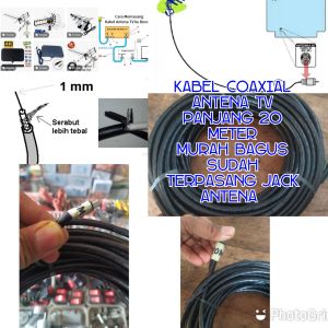 kabel antena TV kabel antena parabola kabel antena TV digital kabel antena TV murah kabel antena TV Bagus kabel coaxial TV  panjang 20meter sudah ada Jaraknya tinggal colok ke TV Pasang antena