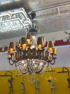 Đèn chùm pha lê thả trần kích thước lớn 100x100cm sơn tĩnh điện màu đồng đen cao câp 3 chế độ ánh sáng sang trọng đèn chiếu sáng đèn trang trí cho phòng khách phòng bếp khách sạn - Bảo hành 10 năm