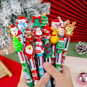 YESPERY Kawaii Christmas 4-Color Ball Pen Cute Cartoon Multi Color Optional Pen Childrens School Writing Stationery Supplies Gifts