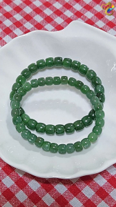 Collection Grade Green Nephrite Jade Old Style Abacus Rondelle Bracelet (5 Types to Choose)
