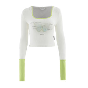 ViaPitti Butterfly Series Colorful Contrast Sleeve T-Shirt with Hat Slim Fit Long Sleeve Sweet And Spicy Spring Summer Top