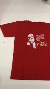 KAOS NATAL PRIA/WANITA COTTON COMBED 24s LENGAN PENDEK/MERRY CHRISTMAS/PRINTED SANTA CLAUS #001