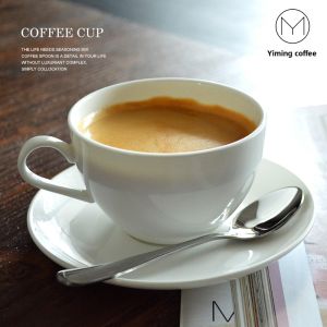 Custom Elegant Bone China Coffee Cup with Saucer