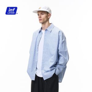 Lạm phát thương hiệu xếp li Áo sơ mi kẻ ô 25 mùa thu Sản phẩm mới hợp thời trang thương hiệu Miu loạt giản dị Cardigan dài tay tinh khiết Bông Áo sơ mi