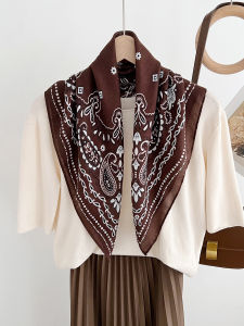 Retro 65cm Cotton Linen Casual Decorative Scarf Womens Fashionable Walnut Flower Headscarf Versatile Korean Style Square Scarf