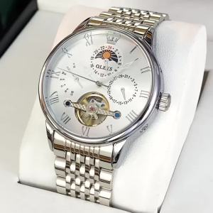 OLEVS | Đồng Hồ Cơ Khí Lộ Máy Dành Cho Doanh Nhân OLEVS 7009 Mặt Tròn Dây Đeo Đồng Hồ Chính Hãng Có Hiển Thị Tuần Và Lịch Đồng Hồ Đeo Tay Bằng Thép Không Gỉ Chống Nước