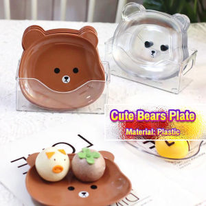 C.N. Cute Bears Plate Reusable Plastic Breakfast Salad Yogurt Bowl Household Table Bone Spitting Plate