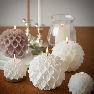 3D Lotus Flower Ball เทียนแม่พิมพ์ซิลิโคน DIY Lotus ดอกไม้เทียนทําเครื่องมือสบู่เรซินแม่พิมพ์น้ํามันหอมระเหยพลาสเตอร์ตกแต่งบ้าน