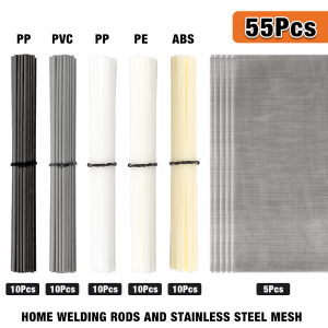 55Pcs/110Pcs Welding Tools PP White PP Black PE PVC ABS Plastic Welding RodStainless Steel Woven Metal Mesh Home Welding Mesh