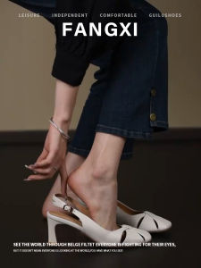 French Design High Heels Buckle Strap Open Toe Thick Heel Womens Fashion Sandals Low Cut Pigskin Lined Glue Stick Rubber Sole