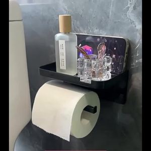 Toilet Paper Holder Wall-Mounted Aluminum Alloy Toilet Paper Holder Tissue Rack Bathroom Tissue Holder Bathroom Accessories