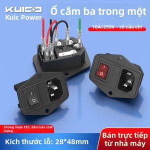 kuicc | Three-in-One AC Socket With Fuse Red Switch 10A