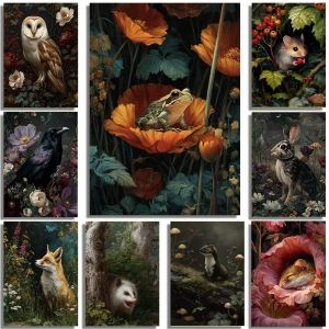 5D Diamond Painting Kit Dark Forest Flowers Wildlife Art Mosaic Cross Stitch for Hotel Cabin Home Wall Decor