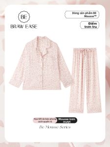 Bộ đồ ngủ BE làm bằng vải lụa băng dài tay quần dài in da báo thoải mái