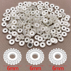 20/30 Chiếc Đồng Mạ Vàng 18K Dày Miếng Đệm Hạt 6 Mm Màu Trắng Bạc Chấm Bánh Xe Tự Làm Trang Sức Làm Phụ Kiện