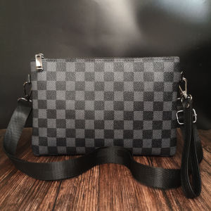 กระเป๋าสะพายไหล่ผู้ชาย สไตล์สตรีท ลายสก็อต กระเป๋าถือแฟชั่น กระเป๋าหนัง PVC ซิปปิด กระเป๋าถือแบบยูนิเซ็กซ์