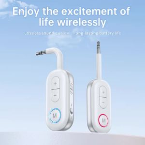 Bluetooth 5.3 Audio Transmitter Receiver 3.5MM AUX Hifi Stereo Music Wireless Adapter With Mic For Car Airplane TV PC Headphone