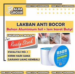 [BISA COD] Alumunium Foil Butyl Rubber Pollak Tahan Panas Tambal Atap Lem Talang 5 CM x 5 M / Alat Perekat Serbaguna / Lakban Super Kuat Anti Air Anti Bocor Pada Pipa / Tape Perekat Atap Bocor / Plester Penambal Genteng Seng Pipa Ember lakban anti bocor