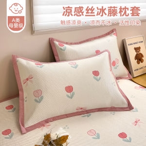 Summer Ice Silk Pillowcase Single 48cmx74cm Kids Home Use Double Core Inner Pillowcase Pair Cartoon Style Bedding Accessories