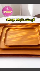 Khay nhựa chữ nhật vân gỗ ST GROUP đựng đồ ăn Mâm nhựa decor chụp ảnh quán cafe nhà hàng Khay trà phong cách Nhật Bản